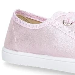 Zapatilla tipo bamba con cordones en lona METALIZADA.