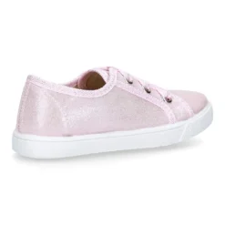 Zapatilla tipo bamba con cordones en lona METALIZADA.