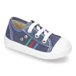 Zapatilla tipo BAMBA niño con cremallera, cordones y puntera en lona algodón.