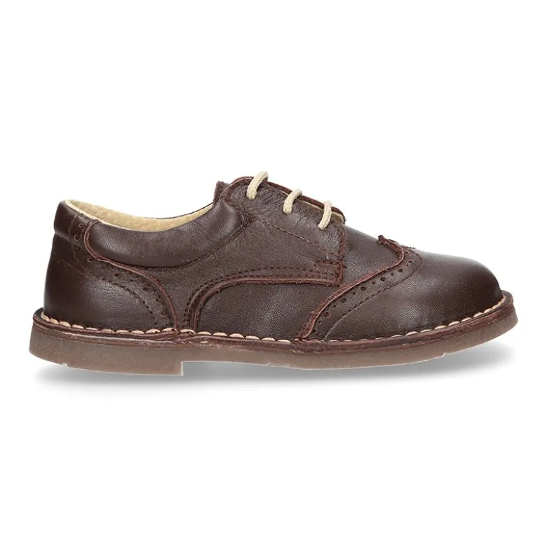 Zapatito Niño tipo blucher con picados en piel EXTRA SUAVE.