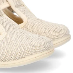 Zapatito niño tipo Pepito vestir con hebilla en lino natural.