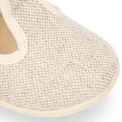 Zapatito niño tipo Pepito vestir con hebilla en lino natural.