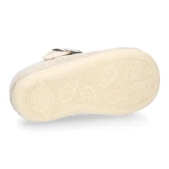 Zapatito niño tipo Pepito vestir con hebilla en lino natural.