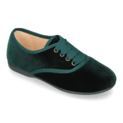 Zapatito tipo Blucher en terciopelo con lazos para mayores.