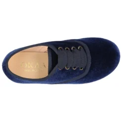 Zapatito tipo Blucher en terciopelo con lazos para mayores.