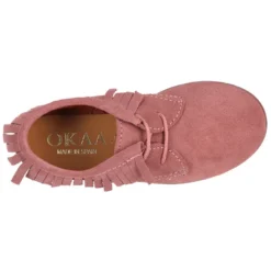 Zapatito tipo Blucher Niños y Niñas con flecos y cordones en piel serraje.