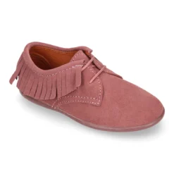 Zapatito tipo Blucher Niños y Niñas con flecos y cordones en piel serraje.