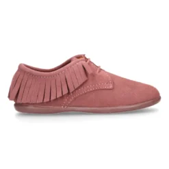 Zapatito tipo Blucher Niños y Niñas con flecos y cordones en piel serraje.