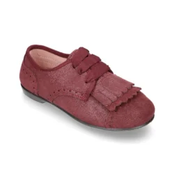 Zapato clásico tipo Blucher con FLECOS en piel serraje metalizado.
