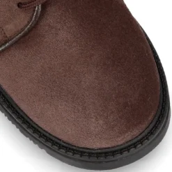 Zapato colegial Niño tipo Blucher con cordones en piel lisa Serraje.