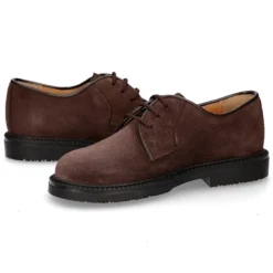 Zapato colegial Niño tipo Blucher con cordones en piel lisa Serraje.