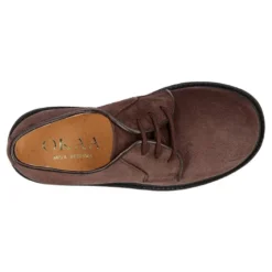 Zapato colegial Niño tipo Blucher con cordones en piel lisa Serraje.