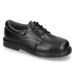 Zapato colegial tipo Blucher con cordones en piel lisa Boxcalf.