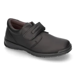 Zapato colegio tipo Blucher sin cordones en piel lavable.