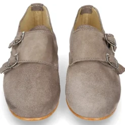 Zapato de vestir niña tipo Blucher con DOBLE HEBILLA en Piel serraje.
