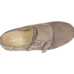 Zapato de vestir niña tipo Blucher con DOBLE HEBILLA en Piel serraje.