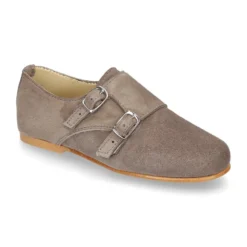Zapato de vestir niña tipo Blucher con DOBLE HEBILLA en Piel serraje.