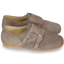 Zapato de vestir niña tipo Blucher con DOBLE HEBILLA en Piel serraje.