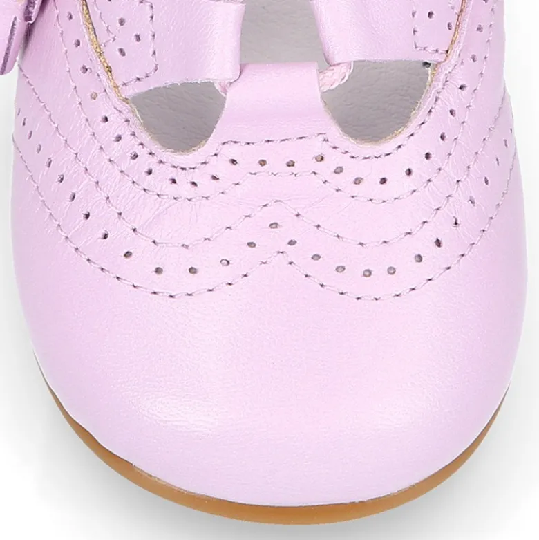 Zapato niño INGLES con cordones y borlas en piel napa LILA.