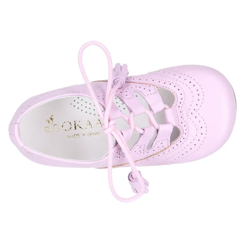 Zapato niño INGLES con cordones y borlas en piel napa LILA.