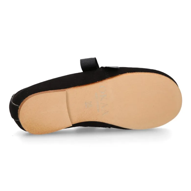 Zapato Niños tipo Blucher estilizado en piel ANTE NEGRO.