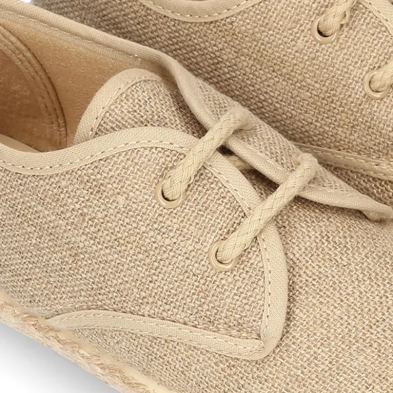Zapato niño tipo Bamba en LINO con cordones y suela alpargata.