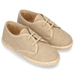 Zapato niño tipo Bamba en LINO con cordones y suela alpargata.