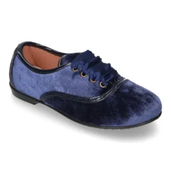 Zapato tipo Blucher con lazos en TERCIOPELO NACARADO.