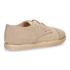 Zapato tipo Blucher en LINO combinado con SERRAJE con cordones y suela alpargata.