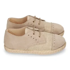 Zapato tipo Blucher en LINO combinado con SERRAJE con cordones y suela alpargata.
