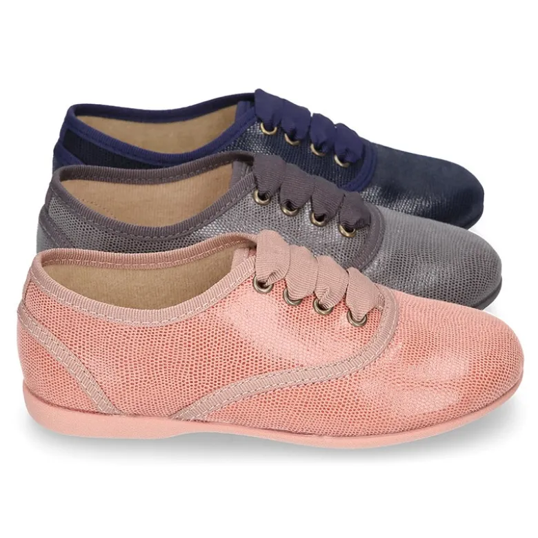 Zapato tipo BLUCHER niños en Serratex estampado.