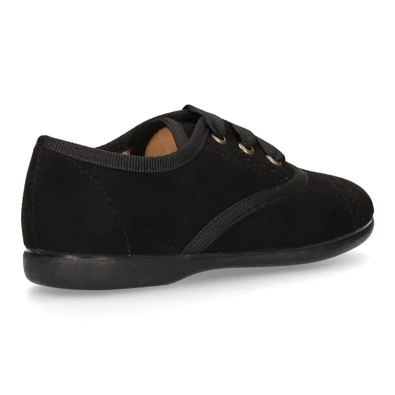Zapato tipo BLUCHER niños en Serratex NEGRO con picados.