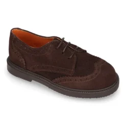 Zapato vestir Niño tipo Blucher con cordones y picados en piel Serraje.
