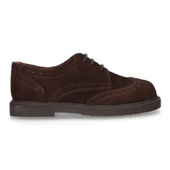Zapato vestir Niño tipo Blucher con cordones y picados en piel Serraje.